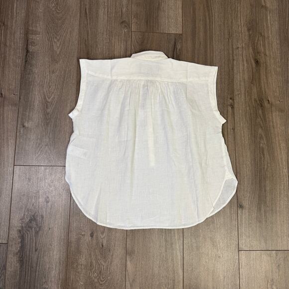 .Crew New Capitaine Shirt WMNS XS White Baird McNutt Irish Linen Short Sleeve - Picture 5 of 7